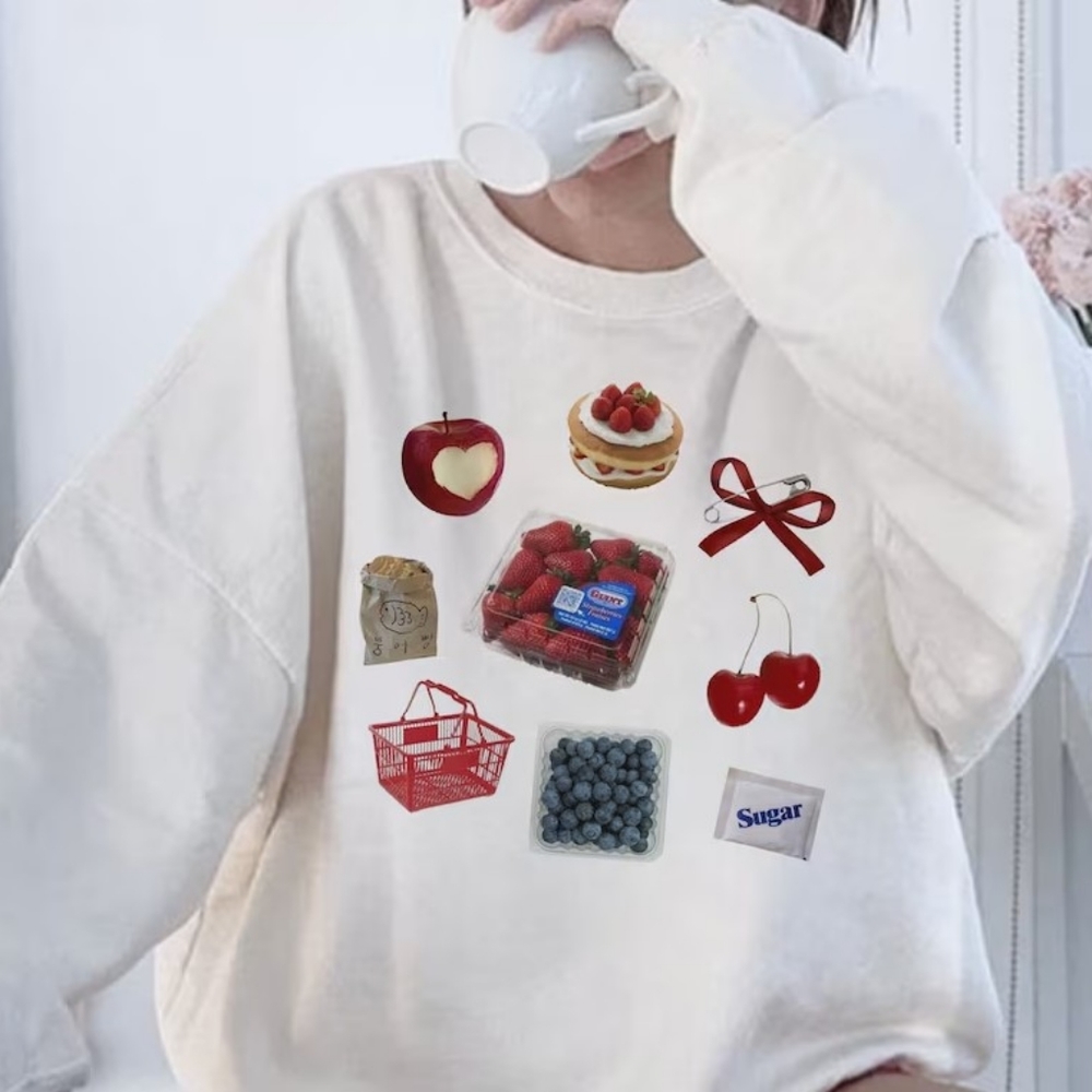 Bow Sweatshirt Sweatshirt Cute Trendy Crewneck Sweatshirt Cherry Sweatshirt Hood